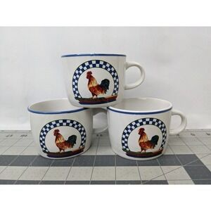 Century Stoneware Rooster Coffee Cup Lot of 3